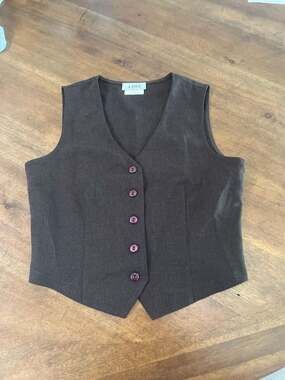 Vintage A. BYER Brown Plaid Button-Down Suit Vest